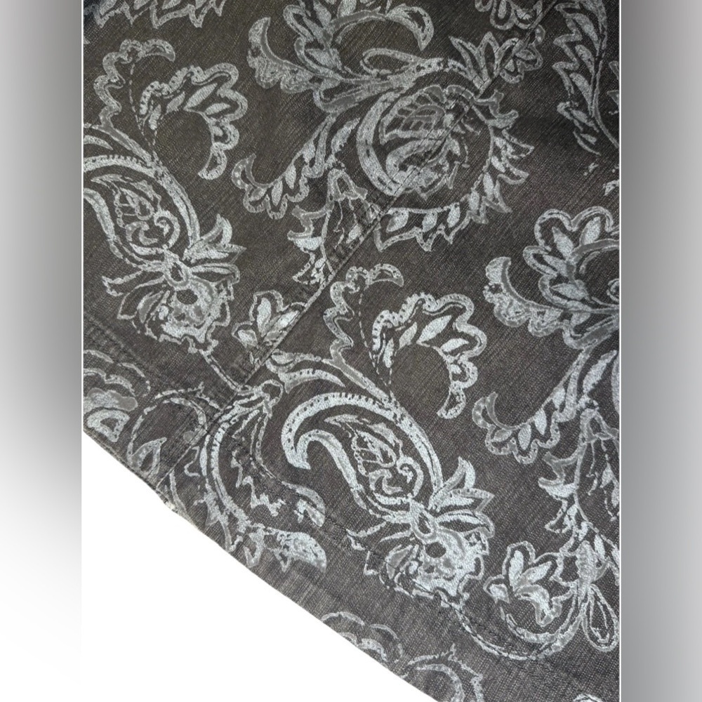 Women's Black Denim Gray Floral Button Front Jacket Coat Size Med M Pappagallo - Picture 6 of 7